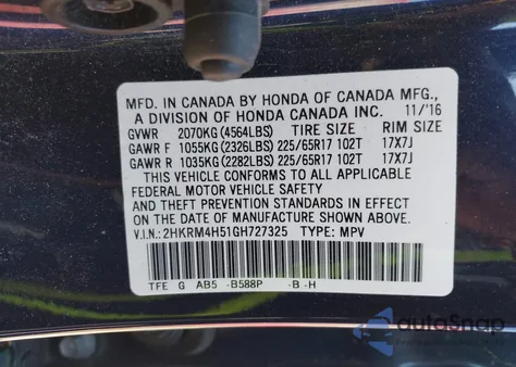 2016 Honda Cr-V Ex from USA, damaged, VIN 2HKRM4H51GH727325